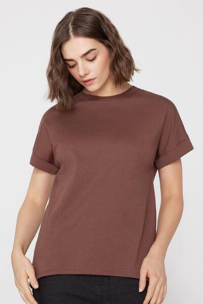 Caramel Kimono Turn-Up Cotton T-Shirt, 5701_304Y, medium