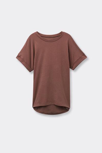 Caramel Kimono Turn-Up Cotton T-Shirt, 5701_304Y, large image number 4