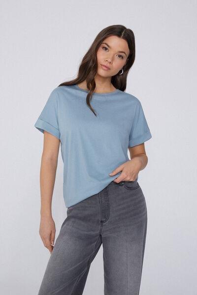 Blue Kimono Turn-Up T-Shirt, , large image number 1