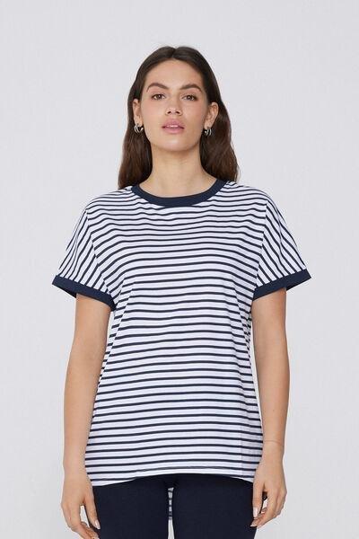Navy Kimono Turn-Up T-Shirt, , large image number 0