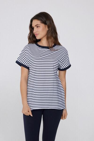 Navy Kimono Turn-Up T-Shirt, , large image number 1