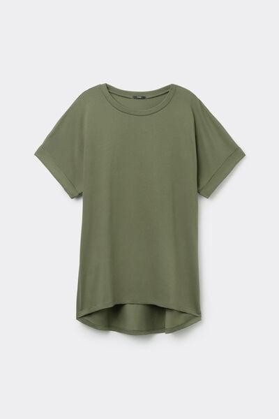 Green Kimono Turn-Up Cotton T-Shirt, 5701_580W, large image number 4