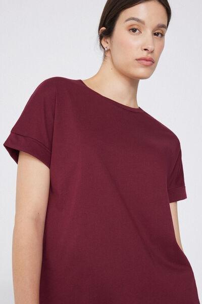 Red Cotton T-Shirt With Kimono Turn-Up, , large image number 3