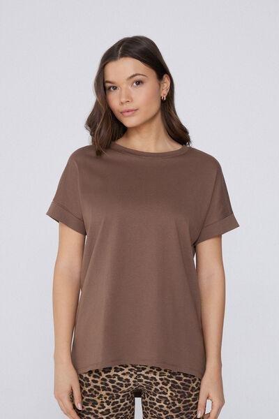 Brown Kimono Turn-Up T-Shirt, , large image number 0