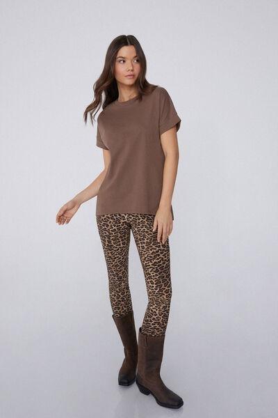 Brown Kimono Turn-Up T-Shirt, , large image number 1