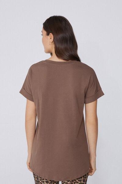 Brown Kimono Turn-Up T-Shirt, , large image number 2