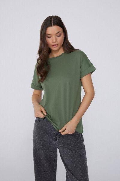Green Kimono Turn-Up T-Shirt, , large image number 1