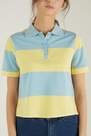 Tezenis - LIGHT BLUE/PALE YELLOW Pique Cotton Short Sleeve Polo Shirt