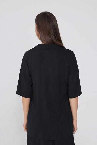 Black Short Sleeve Canvas Shirt, , large image number 2