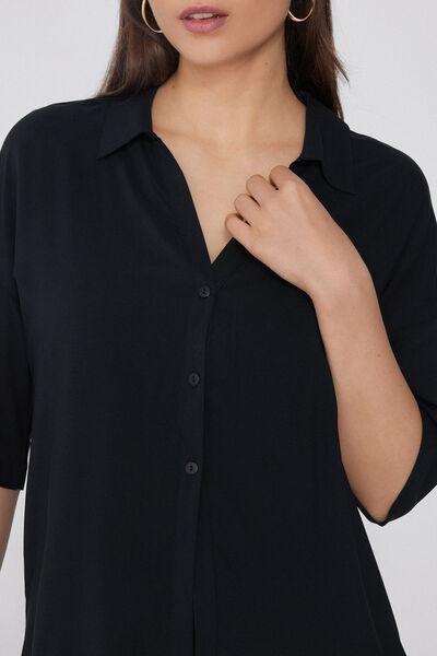 Black Short Sleeve Canvas Shirt, , large image number 3