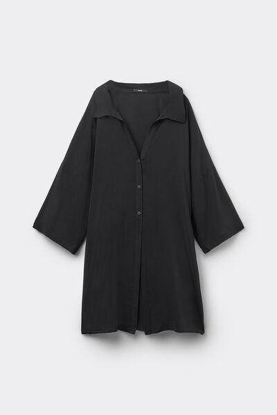Black Short Sleeve Canvas Shirt, , large image number 4