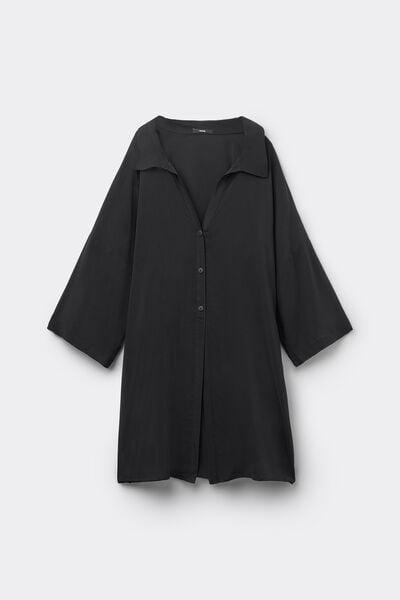 Black Short Sleeve Canvas Shirt, Black, large image number 4