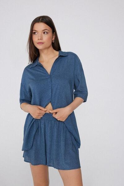 Purple Short Sleeve Canvas Shirt, , large image number 1