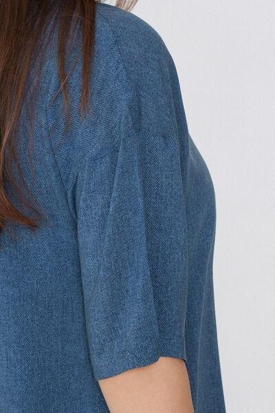 Blue Short Sleeve Canvas Shirt, , large image number 3