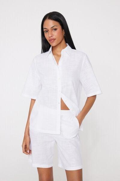 White Short Sleeve 100% Cotton Shirt, White, large image number 0