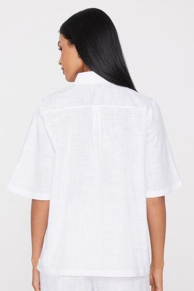 White Short Sleeve 100% Cotton Shirt, White, large image number 2