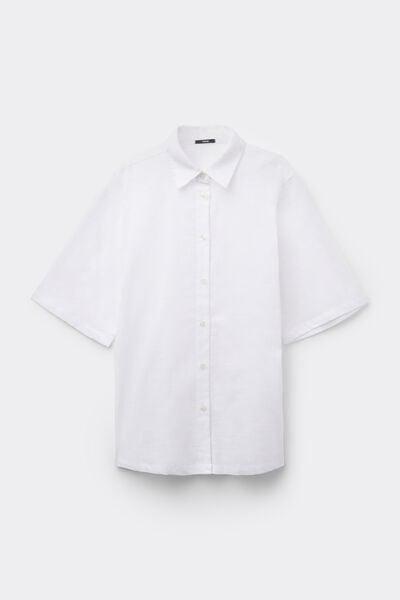 White Short Sleeve 100% Cotton Shirt, White, large image number 4