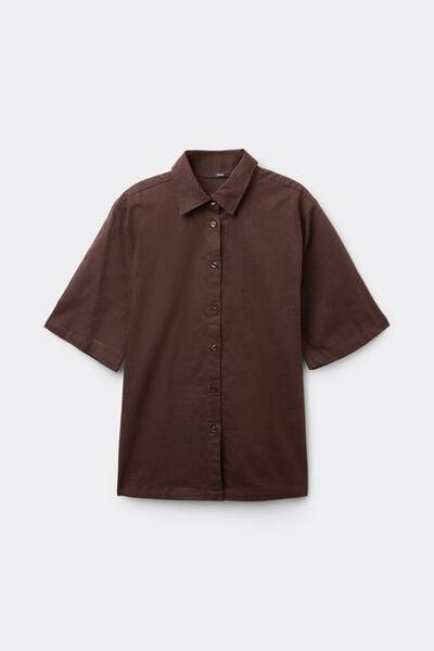 Brown Short Sleeve 100% Cotton Shirt, 5701_325Z, large image number 4