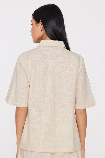 Beige Short Sleeve 100% Cotton Shirt, 5701_350Z, large image number 2