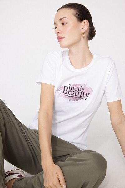 White Printed 100% Cotton T-Shirt, 5701_171Z, large image number 0