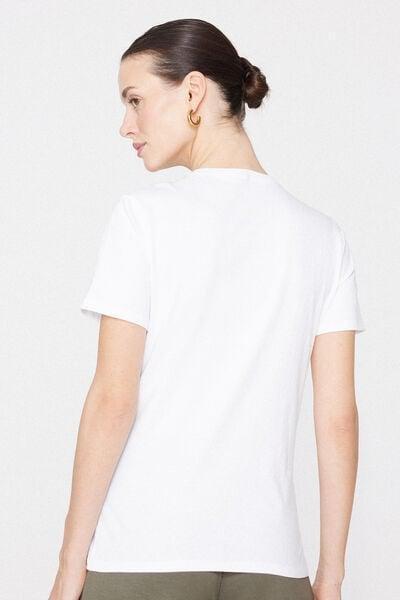 White Printed 100% Cotton T-Shirt, 5701_171Z, large image number 2