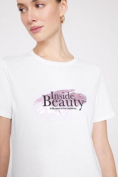 White Printed 100% Cotton T-Shirt, 5701_171Z, large image number 3