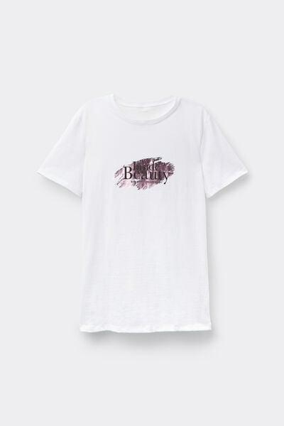 White Printed 100% Cotton T-Shirt, 5701_171Z, large image number 4