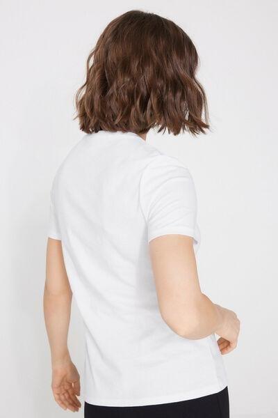 White Printed 100% Cotton T-Shirt, 5701_173Z, large image number 2