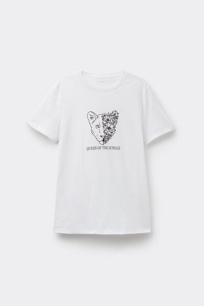 White Printed 100% Cotton T-Shirt, 5701_173Z, large image number 4