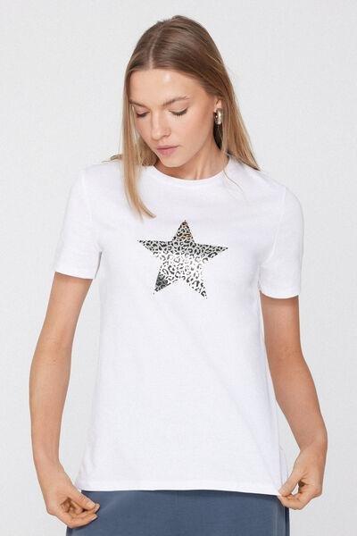White Printed 100% Cotton T-Shirt, 5701_174Z, large image number 1