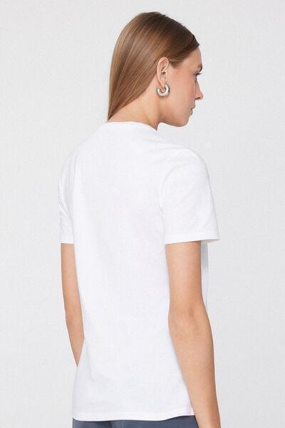White Printed 100% Cotton T-Shirt, 5701_174Z, large image number 2