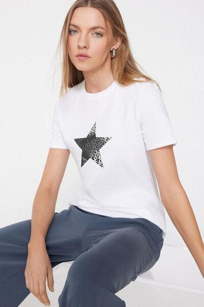 White Printed 100% Cotton T-Shirt, 5701_174Z, large image number 3