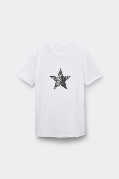 White Printed 100% Cotton T-Shirt, 5701_174Z, large image number 4