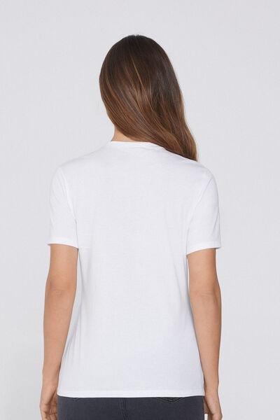 White Round-Neck Cotton T-Shirt, White, large image number 1