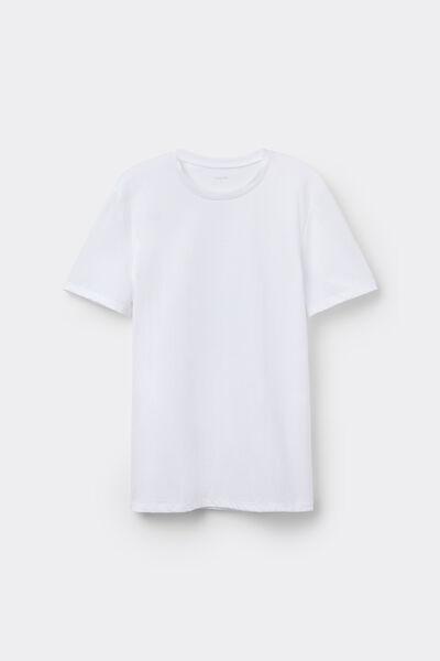 White Round-Neck Cotton T-Shirt, White, large image number 3