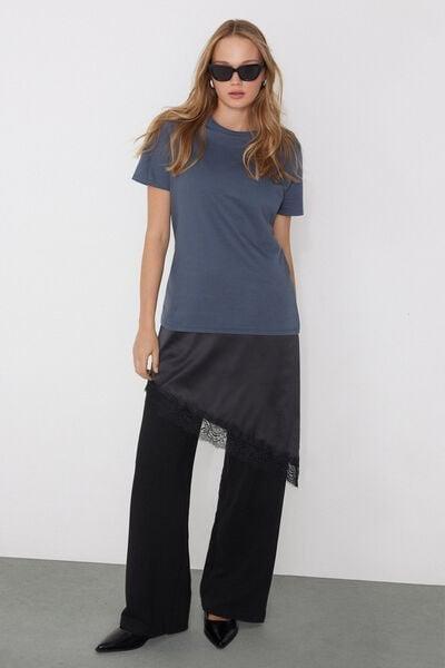 Blue Round-Neck Organic Cotton T-Shirt, 5701_213Z, large image number 0