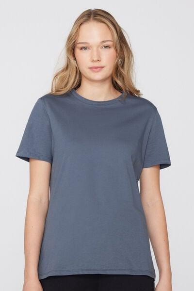 Blue Round-Neck Organic Cotton T-Shirt, 5701_213Z, large image number 1