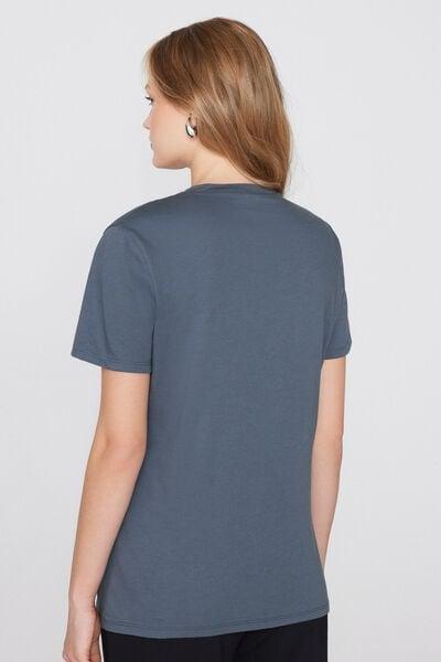 Blue Round-Neck Organic Cotton T-Shirt, 5701_213Z, large image number 2