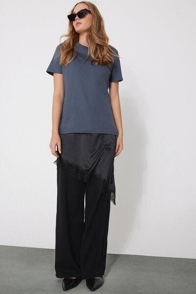 Blue Round-Neck Organic Cotton T-Shirt, 5701_213Z, large image number 3