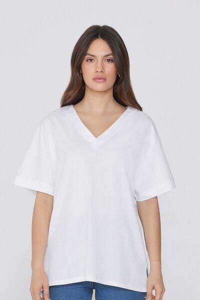 White V-Neck T-Shirt, , large image number 0