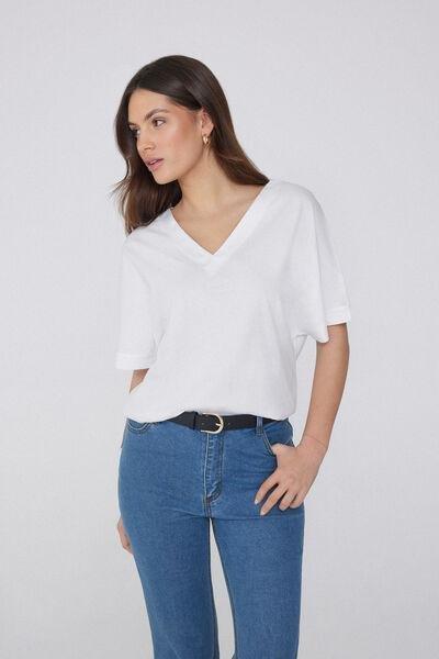 White V-Neck T-Shirt, , large image number 1