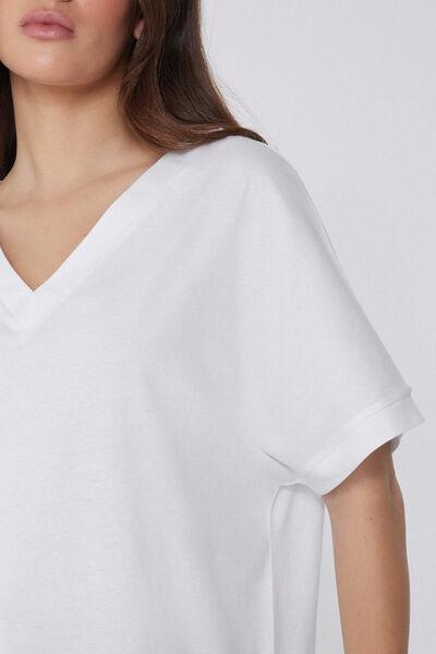 White V-Neck T-Shirt, , large image number 3