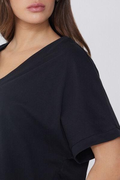 Black V-Neck T-Shirt, , large image number 3
