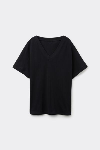 Black V-Neck T-Shirt, , large image number 4