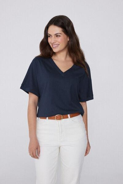 Navy V-Neck T-Shirt, , large image number 1