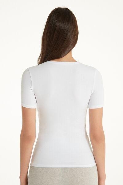 Tezenis - White Crew-Neck Stretch-Cotton T-Shirt