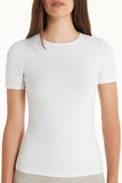 White Crew-Neck Stretch-Cotton T-Shirt, , large image number 3