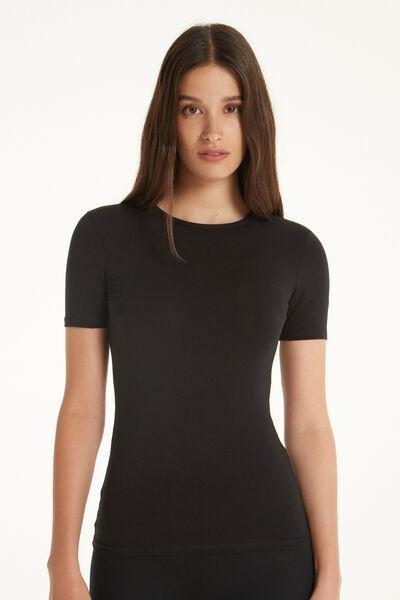 Tezenis - Black Crew-Neck Stretch-Cotton T-Shirt