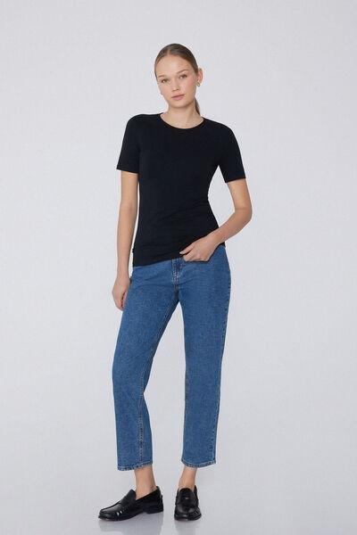 Black Crew-Neck T-Shirt, Black, large image number 0