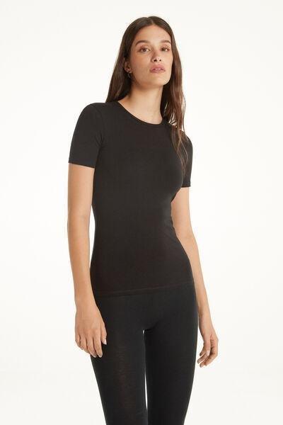 Tezenis - Black Crew-Neck Stretch-Cotton T-Shirt